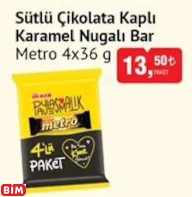 METRO  SÜTLÜ ÇİKOLATA KAPLI KARAMEL NUGALI BAR